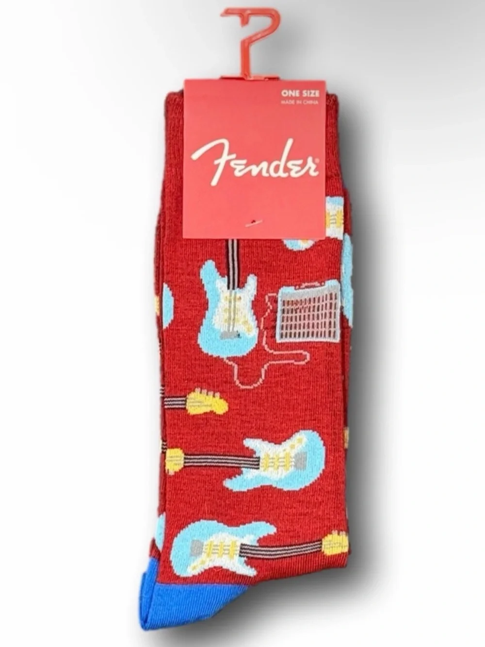 New Fender Music Instrument Guitar Amp Men's Red Blue Guitar Socks OS US 7-12
